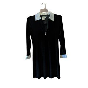 Ronni Nicole Black Velvet Dress Satin Cuffs Collar  Wednesday Addams Y2K Sz 6